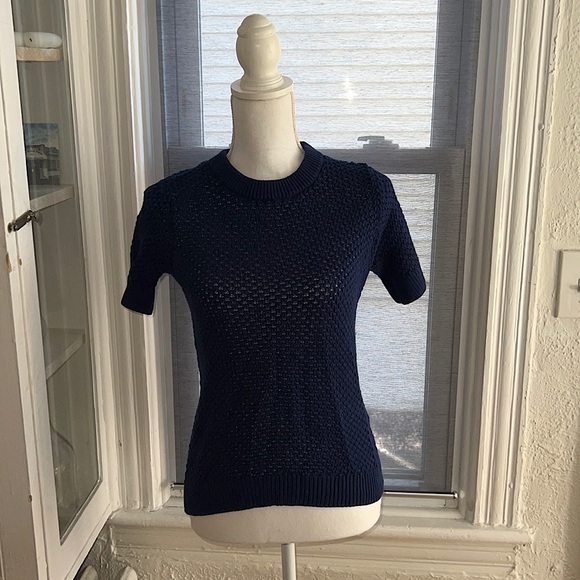 Club Monaco Short Sleeve Cobalt Blue Soft Sweater Size M - Picture 1 of 5
